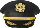 Ferrecci Unisex Military Cadet Captain Hat With Gold Metal US badge