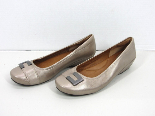 Scarpe basse Clarks Artisan in pelle comode slip on peltro metallizzato taglia 8N