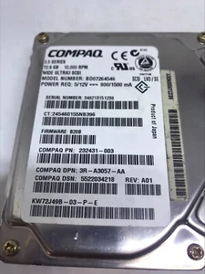 BD07264546 COMPAQ 72.8GB ULTRA 320 SCSI 10K RPM - 232431-003 - Picture 1 of 4