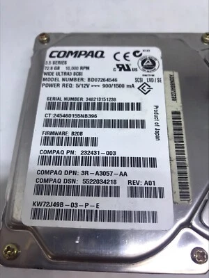 BD07264546 COMPAQ 72.8GB ULTRA 320 SCSI 10K RPM - 232431-003 - Image 1 of 4
