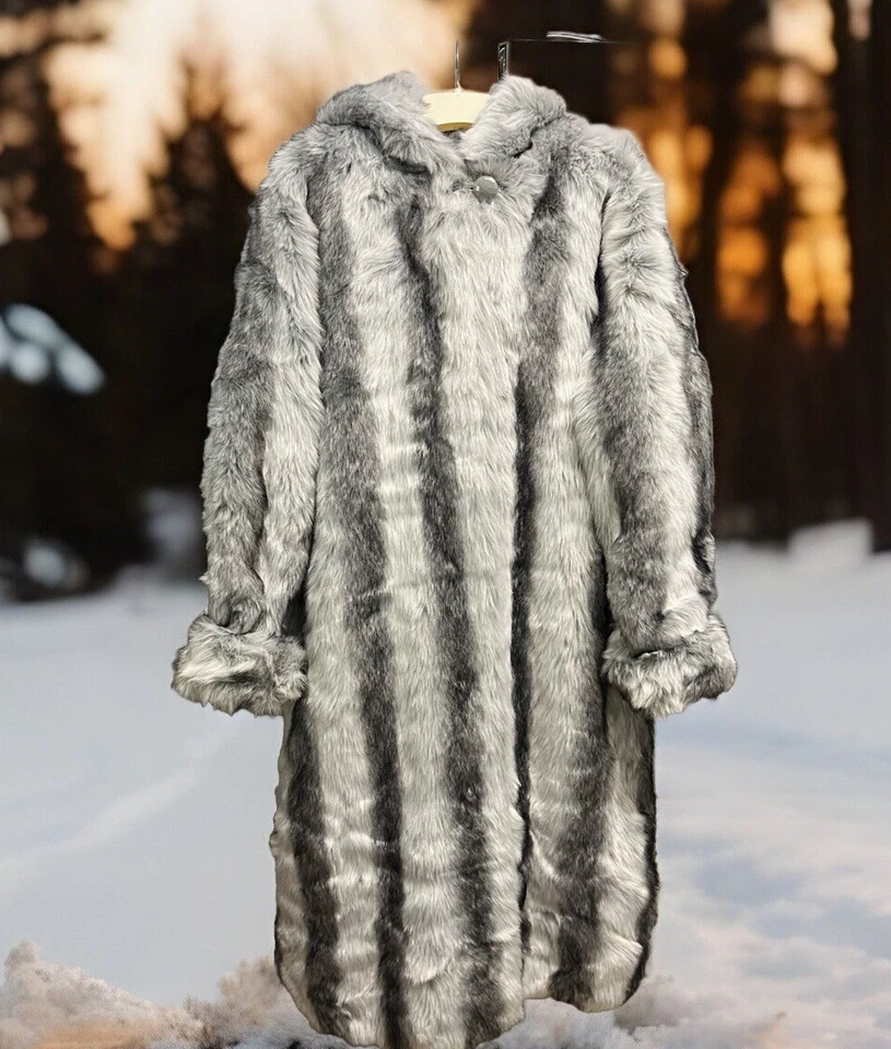 Abrigo con capucha Roaman's gris con bolsillos de piel sintética manga larga talla 14/16 Foto 1 de 4