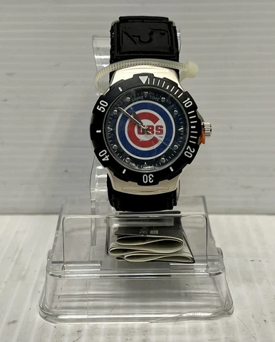 Chicago Cubs MLB Starter Men's Watch - Men's Black Watch - Chicago Cubs Watch Cover