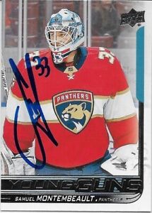 Autographed 18-19 UD Florida Panthers Young Guns Samuel Montembeault Rookie Cd 2