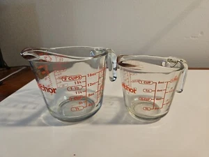 2 misurini di ancoraggio in vetro, 1c Is #13 e 2c Is #8, manico J, scritte rosse. - Foto 1 di 15