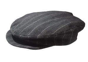 Mens Vintage 80s Grey Striped Flat Cap Retro Indie Small - Picture 1 of 1