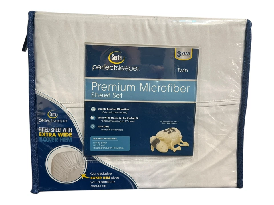 Комплект простыней из микрофибры Serta Perfect Sleeper Premium Twin 3 штуки белый - Изображение 1 из 3