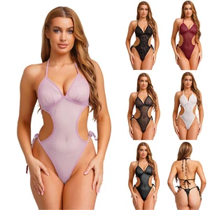 Body de malla transparente para mujer Traje de baño Halter Leotardo Lencería Traje de baño - Imagen 1 de 72
