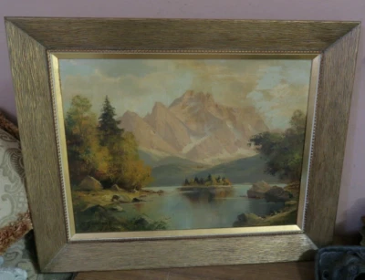 Pintura al óleo vintage firmada M. Sammet 12"x16" paisaje alemán enmarcado Foto 1 de 4