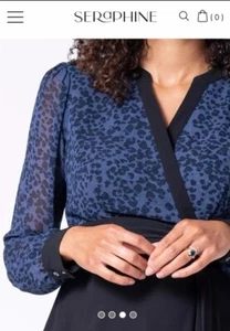 Seraphine Brienne | Blue & Black Maternity Wrap Dress Size 10 - Picture 1 of 17
