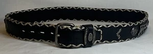 Cinturón Tachonado Vintage Machine By Bassico Estilo Vaquero Acero Cuero Negro - Imagen 1 de 4