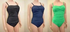 M&S Magic Shaping Bandeau gepolstert schwarz grün oder marineblau gerafft Badeanzug 10 12 14 - Bild 1 von 12