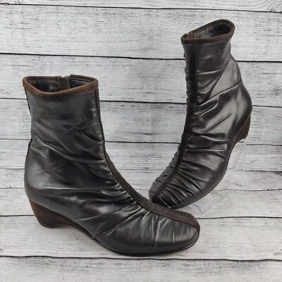 Taryn Rose Women's Brown Leather Boots Size 38.5 Side Zip Casual 8.5 US Boho - Image 1 of 4