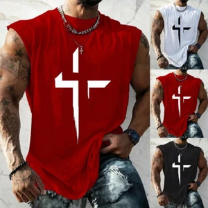 Men Gym Sport Tank Vest Tops Sleeveless Bodybuilding Fitness Muscle Tee T-shirt+ - Picture 1 of 14