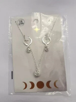 George Womens Silver Clear Gem Jewellery Necklace And Earrings Set | A43# - Image 1 of 4