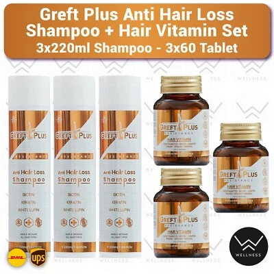 Greft Plus Champú Anticaída del Cabello + Juego de Vitaminas para el Cabello -3LOTE Foto 1 de 3