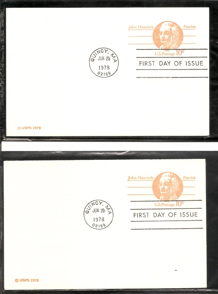US SC # UX75-UY30 John Hancock. Postal Card FDC. Ready For Cachet - Image 1 of 1