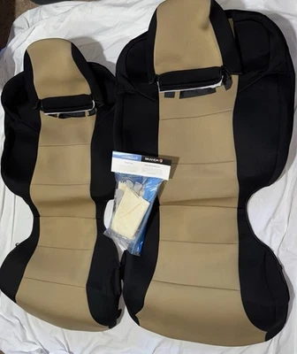 Fundas de asiento delanteras Coverking Neosupreme tostadas/negras para Honda CR-V 2015-2016 Foto 1 de 4