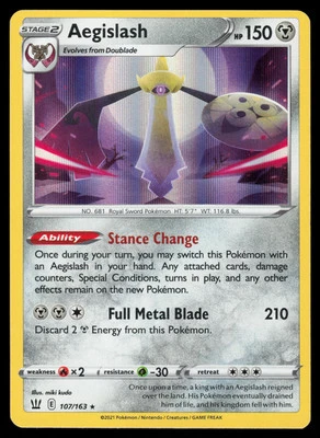 Aegislash 107/163 Holo Rare Pokemon Battle Styles LP - Image 1 of 2