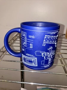 Architectural Blueprint Coffee Mug Famous Buildings Floor Plans Design Blue - Picture 1 of 4