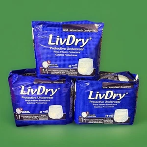3x LivDry Overnight Protective Underwear XXX-Large For Women & Men 11 Count - Picture 1 of 3