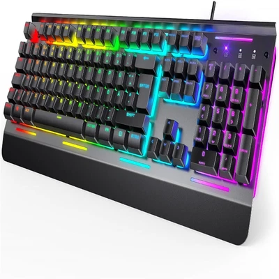 TECKNET RGB Gaming-Tastatur Ganzmetall-Panel 15-Zonen-RGB - Bild 1 von 4