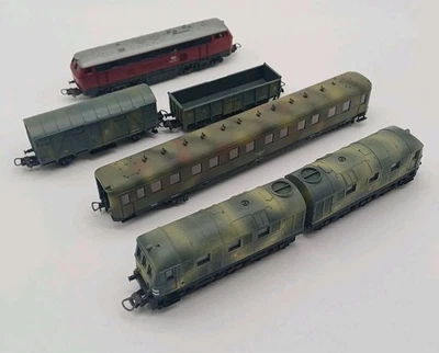 2 H0 Lok & 4 Anhänger Waggons Liliput & Lima Italy Wehrmacht Deutsche Reichsbahn - Bild 1 von 4