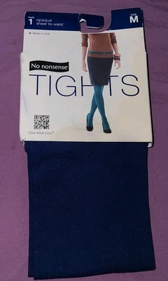New NO NONSENSE Blue TIGHTS 1 pr  Medium Opaque Sheer To Waist 120-170 Lbs - Image 1 of 2
