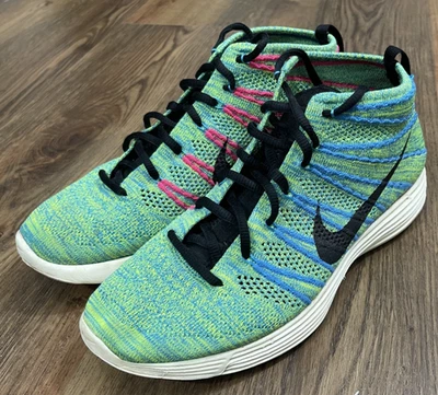 Nike Flyknit Chukka 554969-407 Blue Volt Glow Sail Mens 9.5 - Image 1 of 4