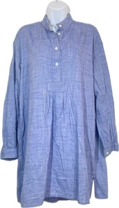CAMISA DE DORMIR Canadá La Camisa de Dormir Corto Algodón Azul Cambray Talla Única - Imagen 1 de 7