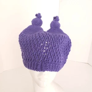 Neu Handarbeit Amigurumi gehäkelt lila Chowder Mütze Beanie süß 2 - Bild 1 von 10