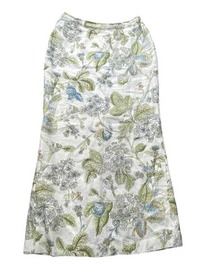 Falda Talbots Mujer 4 Azul Verde Estampado Floral Midi Lino Forrada Verano Clásico Foto 1 de 4