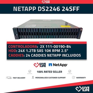NETAPP DS2246 28.8TB 24SFF 2x111-00190-B4+24x CADDIES+2xFUENTES - Picture 1 of 7