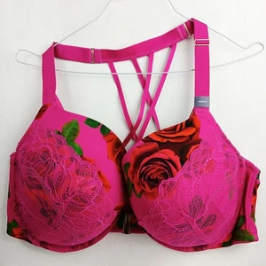 Sujetador de encaje floral rosa con aros Boost Lane Bryant cierre frontal 46DDD - Imagen 1 de 11