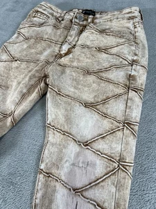 Waimea Jeans Herren 28X36 Stacked Flare Raw Hem Beige Stretch Y2K ZickZack - Bild 1 von 14