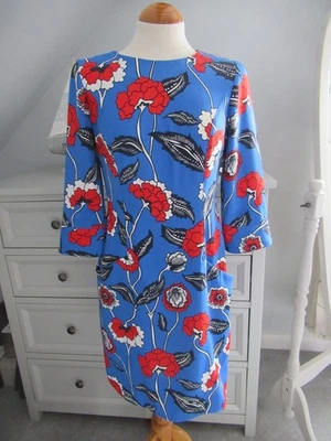Boden Blue & Red Floral Boho Chic Boxy with Pockets Dress Size 8R - Image 1 of 4