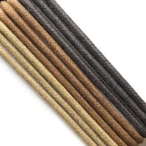3mm Round Waxed Cotton Shoelaces - Metal Tipped Laces - 20cm to 220cm - 3 Browns - Picture 1 of 12
