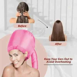 1pc Portable Hair Drying Cap - Quick Drying, Styling, Curling, Bonnet PINK - Picture 1 of 6