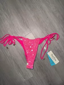 Beach Bunny Winslow Pink Tango Bikini Bottom White Large BNWT New!! RRP $178 - Picture 1 of 9