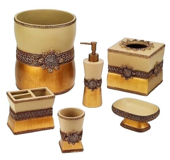 Avanti Linens Braided Medallion 6 Piece Gold Resin Bath Accessory Set   - Image 1 of 1