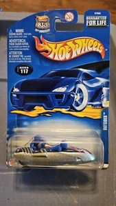 2003 Hot Wheels Collector #117 OUTSIDER Silver Blue-Figures w/Chrome Rim Wheels - Picture 1 of 3