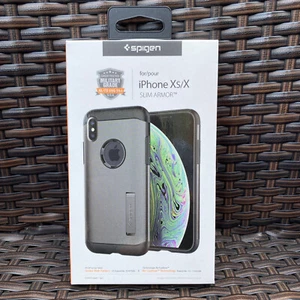 GENUINE SPIGEN IPHONE XS / X SLIM ARMOR CASE | GUNMETAL - Picture 1 of 4