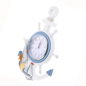 Kids Room Ship Clock Steering Wheel 13" Nautical Wooden Hanging Wall Decor e - Picture 1 of 12