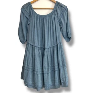 NWT POLO Ralph Lauren Girls Chambray Tiered Dress Sz 16 Blue Preppy Boho Peasant - Picture 1 of 11