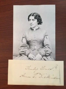 ANNA E. DICKINSON SIGNED SLIP, ORATOR, ABOLITIONIST AND WOMEN'S RIGHTS, LINCOLN - Picture 1 of 1