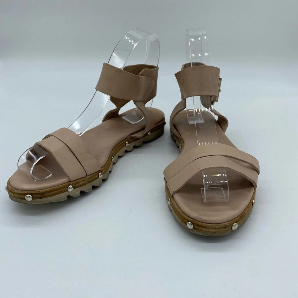 Sandálias femininas AGL Gladiador couro cravejado alça no tornozelo marrom bronzeado 36 6 - Imagem 1 de 4