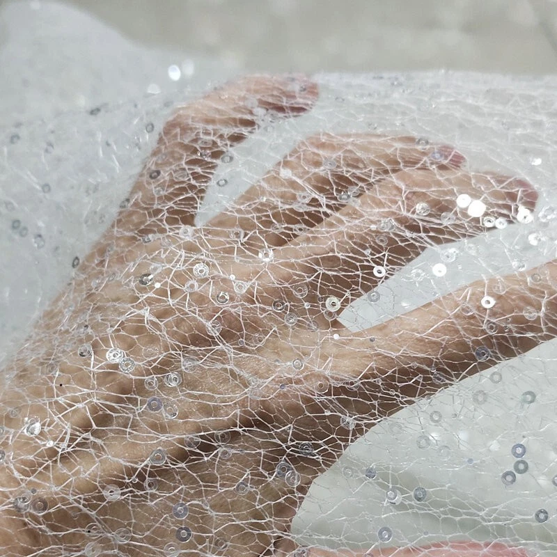 Bling Fabric Sequin Cloth Mesh Glitter for Stage Bridal Dress DIY Wedding Gold - Image 1 of 4