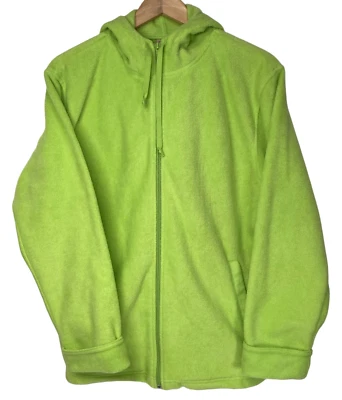 Sudadera con capucha polar verde manzana con cremallera frontal talla L Foto 1 de 4