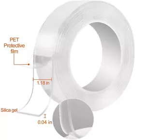 Wall Tape Gel Sticky Tack Washable Reusable Picture Hanging Strips for Paste - Picture 1 of 7