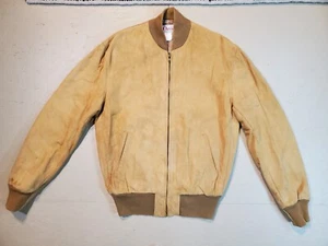 Vtg ORVIS Brown Suede Leather Bomber Jacket | Made in USA | 42L Long - Picture 1 of 13