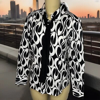 Camisa Nara Camicie Manga Larga Patrón Deco Lazo Botón Delantero Mujeres XS NUEVA CON ETIQUETAS Foto 1 de 4